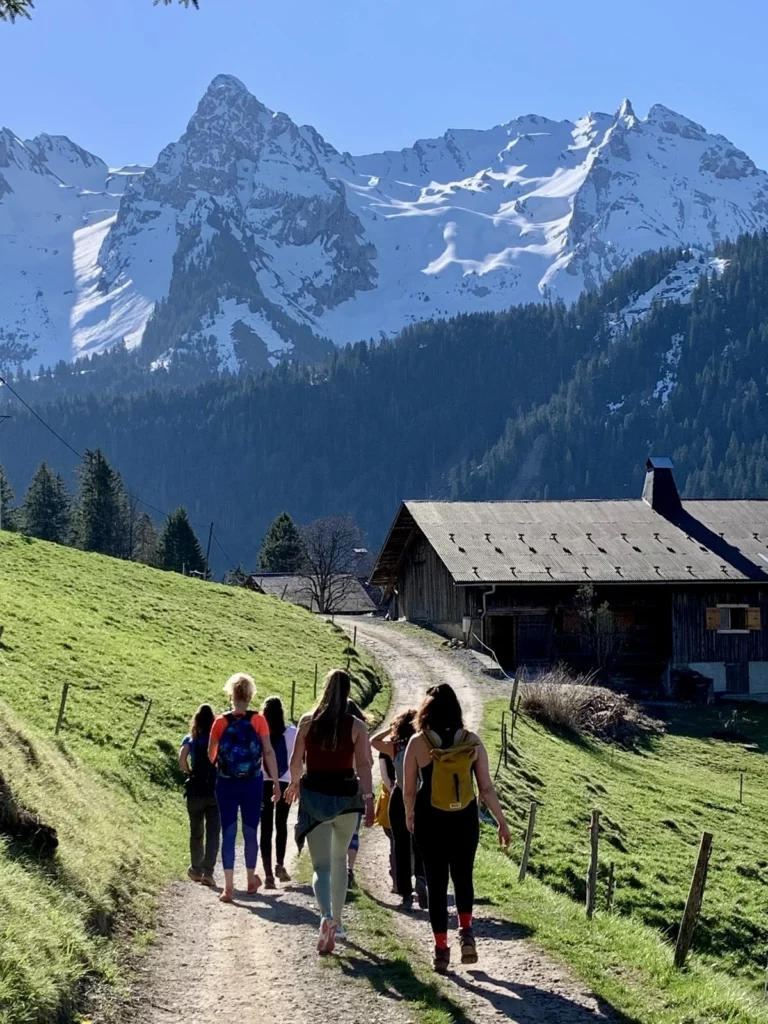 Un groupe d'élèves pratiquant le Yin yoga dans la salle de yoga du chalet Zenspace.